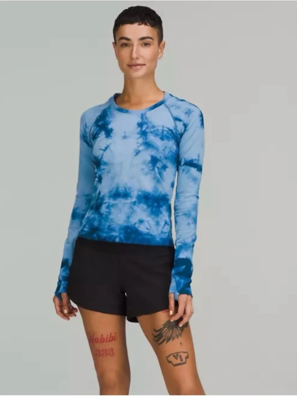 lululemon athletica Blue Tie-Dye Long Sleeve Crew